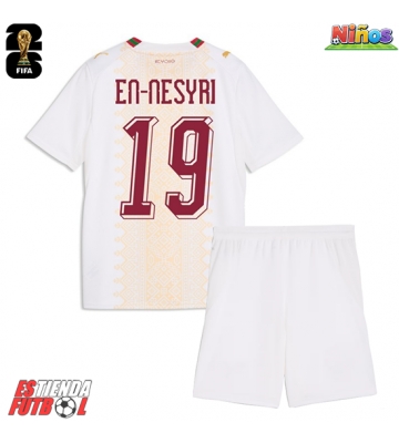 Marruecos Youssef En-Nesyri #19 Segunda Equipación Niños Mundial 2026 Manga Corta (+ Pantalones cortos)